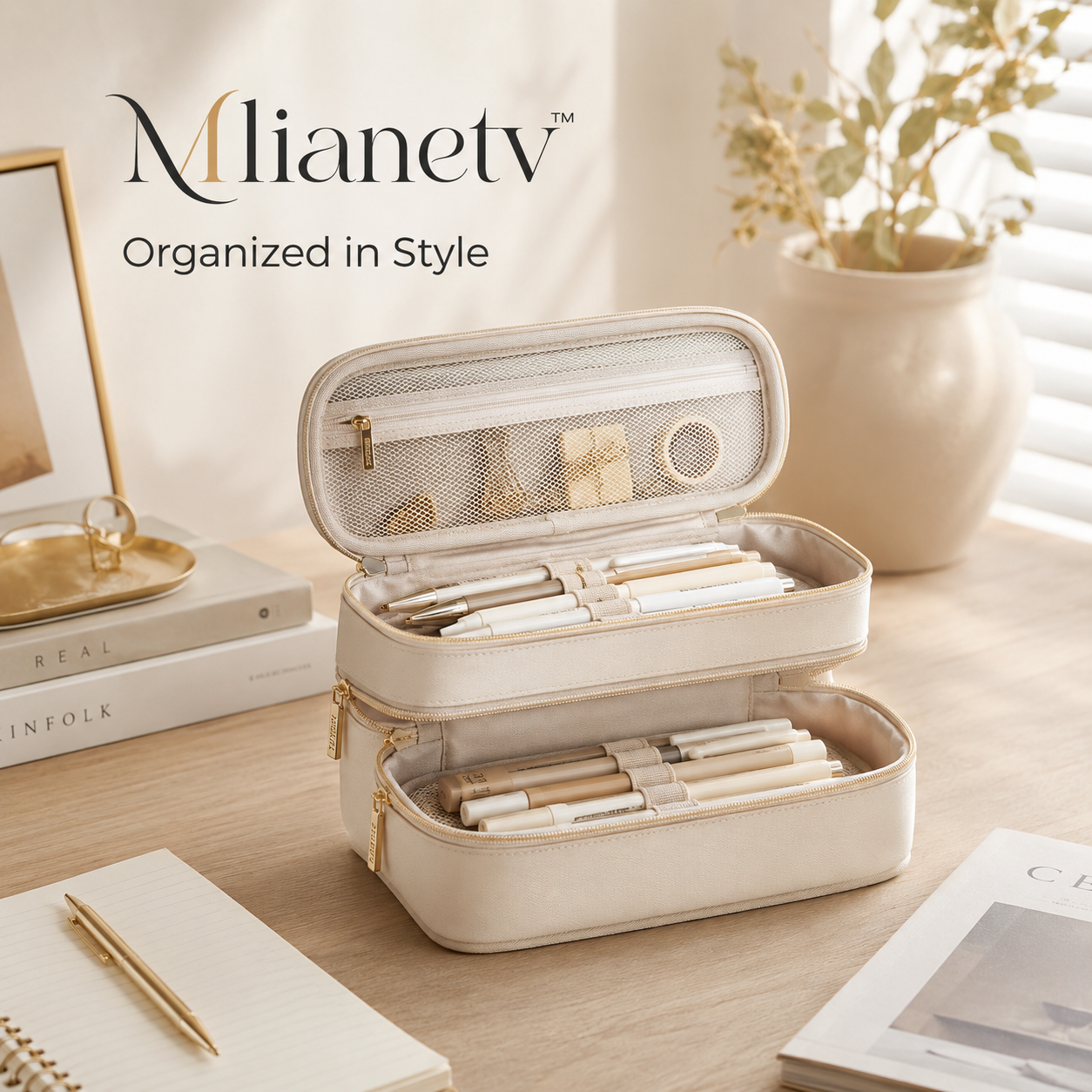 Mlianetv™ Expandable Stationery Case — Large-Capacity Pencil Pouch with Three Organized Compartments