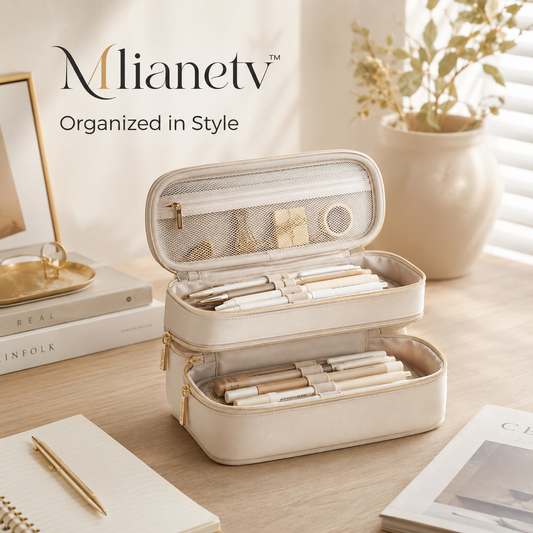 Mlianetv™ Expandable Stationery Case — Large-Capacity Pencil Pouch with Three Organized Compartments