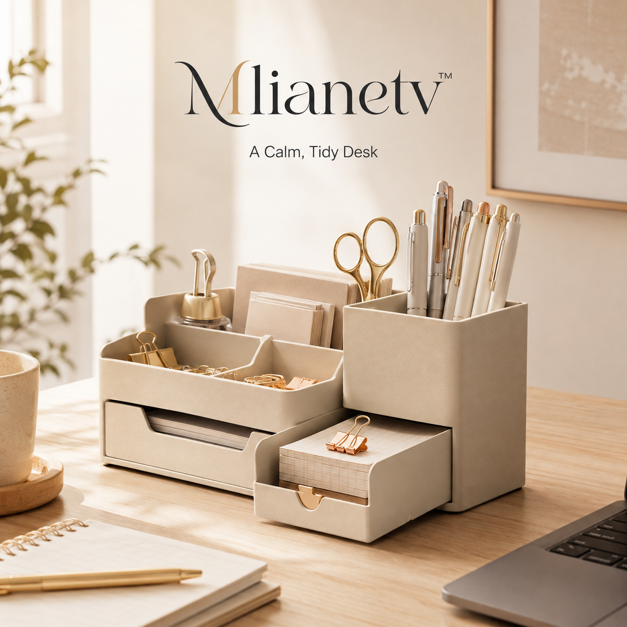 Mlianetv™ Modular Desktop Organizer — Premium Multi-Compartment Pen Holder & Office Supply Storage Tray